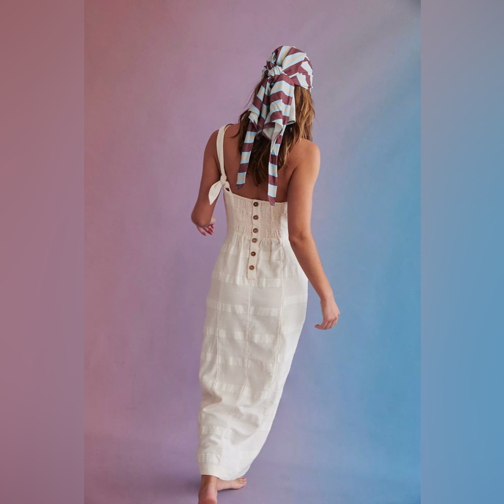 NWOT Free People At Leisure Midi Maxi Linen Cotton Dress Size XS - Picture 2 of 10